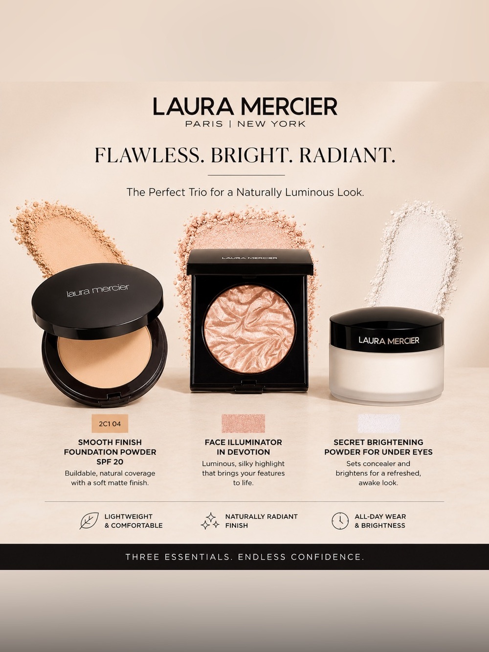 ✨NEW Laura Mercier Makeup 3 Pc Bundle - All Brand New Items $134 Retail Value!
